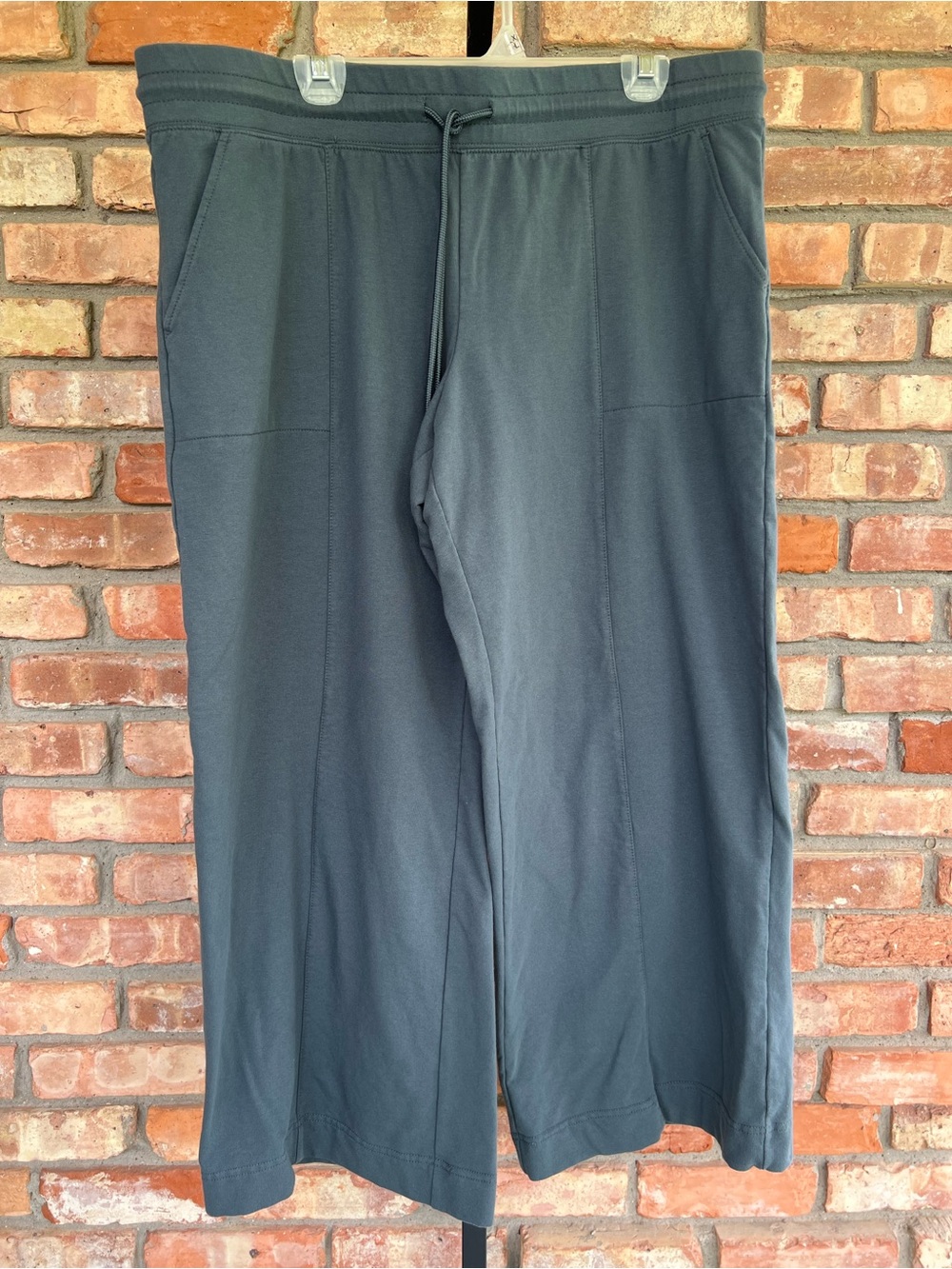 D &Co Active Wide-Leg Drawstring Pants for Women — Slate Gray